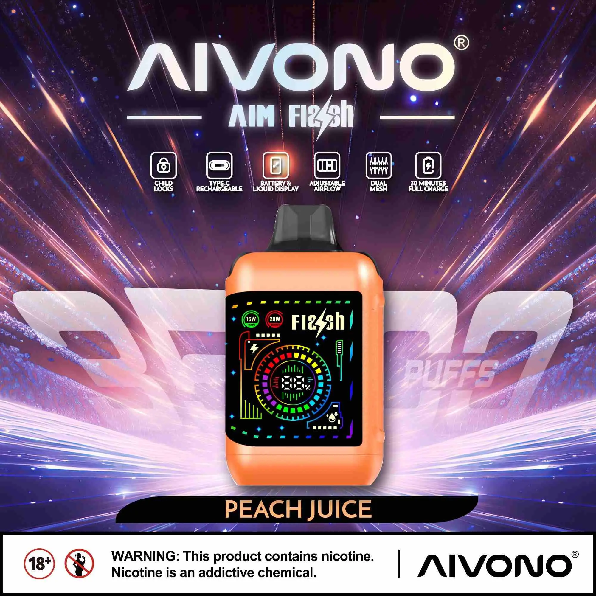 Custom AIVONO AIM FLASH35000 - 5% Nicotine Salt Portable Nebulizer Manufacturer, Exporters