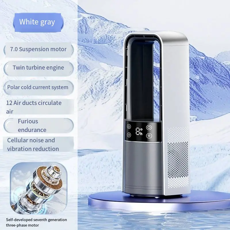 Custom Dual Core Bladeless Fan Desktop 2025 New Turbo High Wind Power Dormitory Office Rechargeable Creative Small Fan Exporters, Product