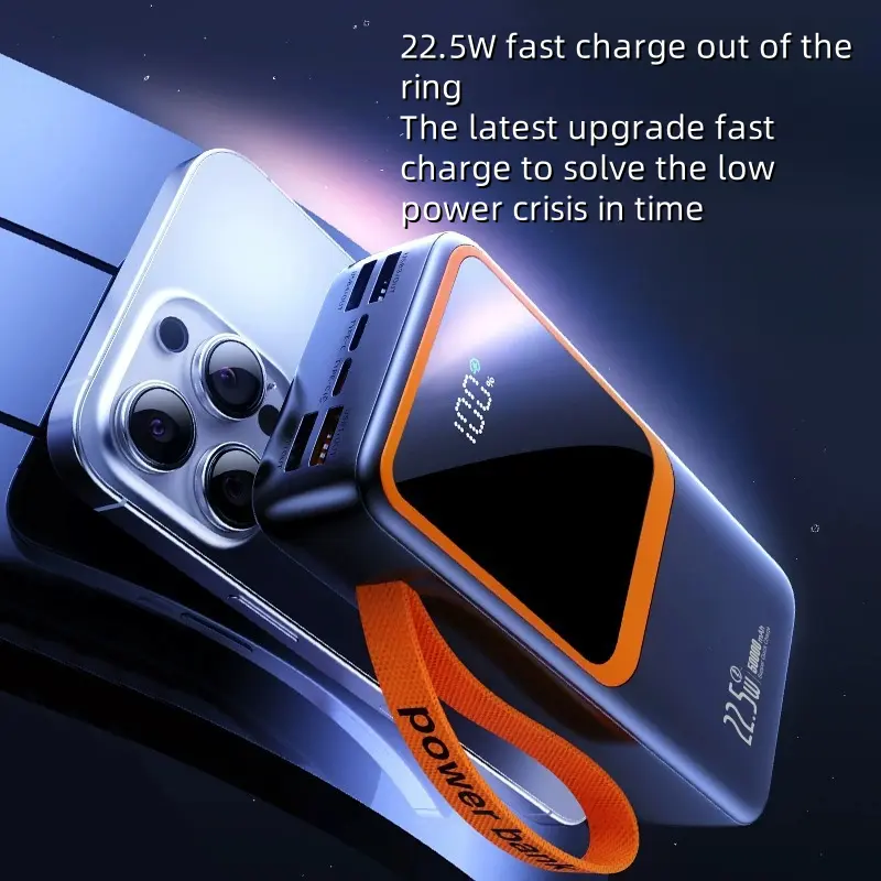 Custom 50,000 mAh High-Capacity Digital Display Mobile Power With Cable Super Fast Charging Real Standard Charging Treasure Supplier, Product