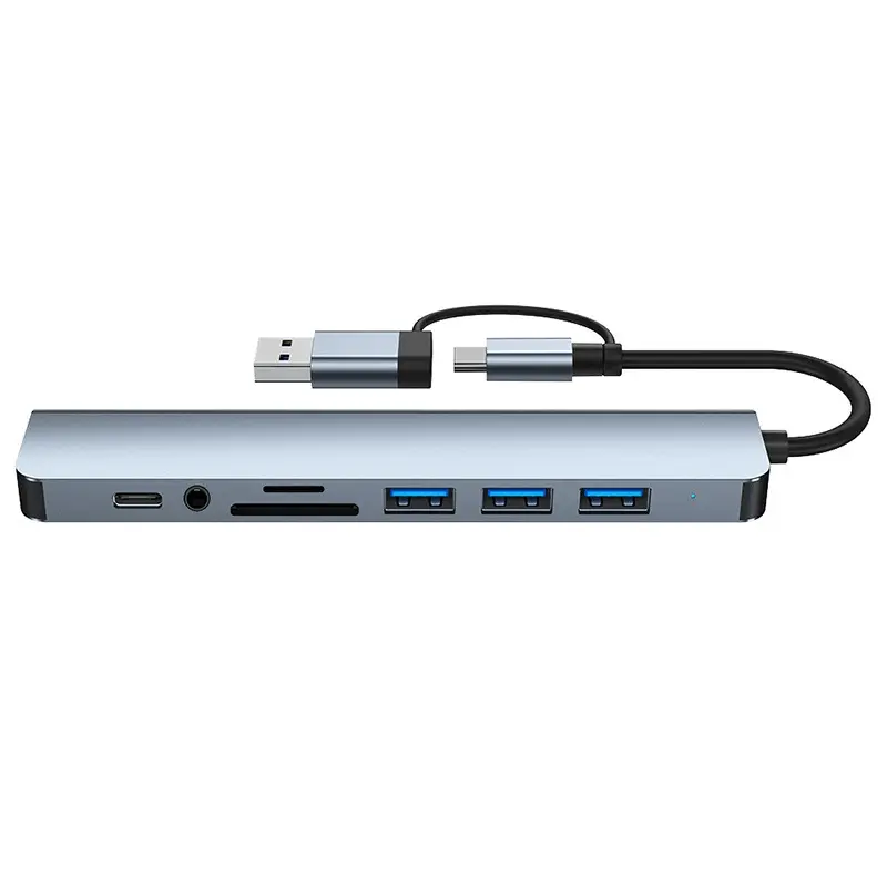 Best Dual Head Usb3.0 Type-c Eight-In-One Docking Station 8in1SD TF Card Reading Hub Data Transmission Manufacturer, Product