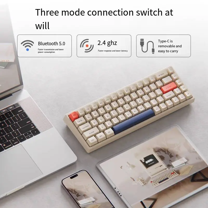 Wholesale Mechanical Keyboard And Mouse Set Wireless Bluetooth Wired 68 Keys For Office Game Computer Laptop