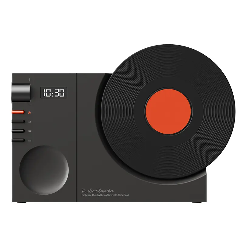 Wholesale Time Vinyl Record Player Retro Bluetooth Audio Speaker Small Wireless Clock High Quality Home Subwoofer Manufacturer, Factory