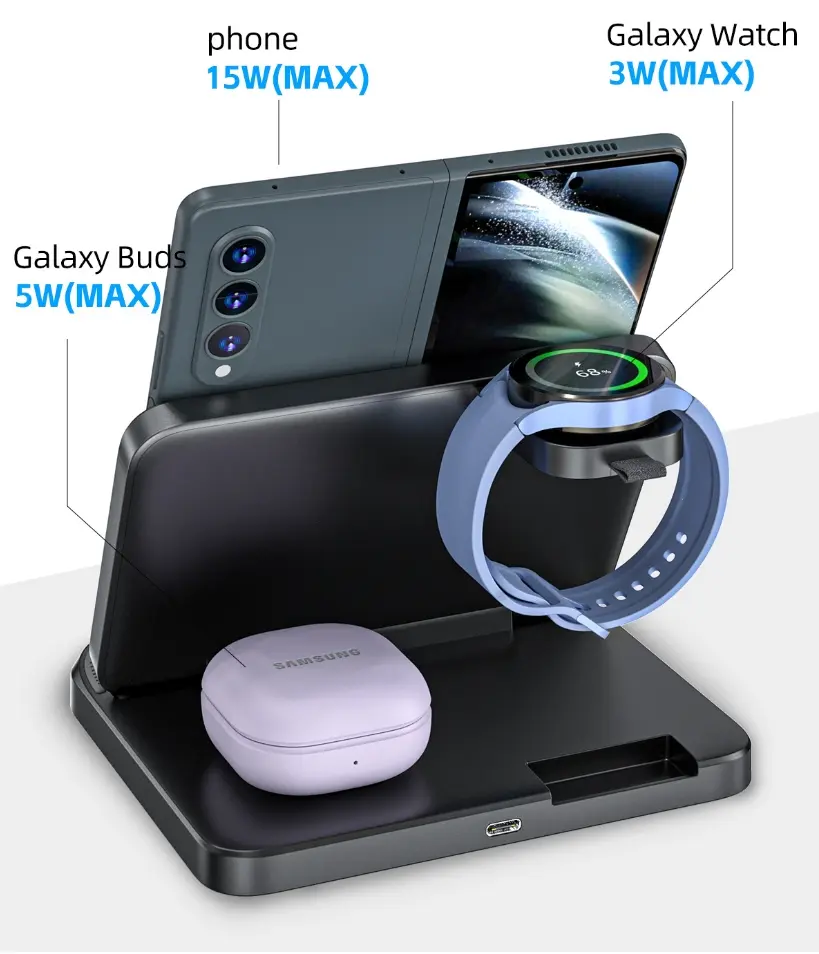 Famous W82S New 3-in-1 Wireless Charger for Xiaomi MIX Samsung FOLD Foldable Phone Wireless Charger Factories, Exporter