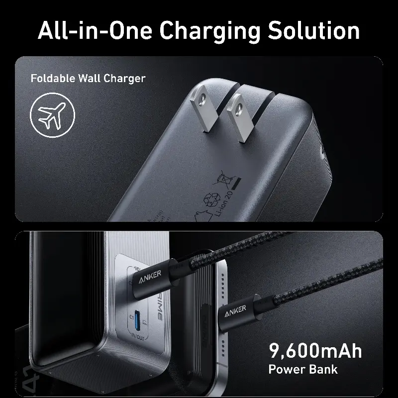 Best Anke Prime Anker Charging Power 65W with Plug 2-in-1 Gallium Nitride Charger Mobile Power Supply Supplier, Exporters