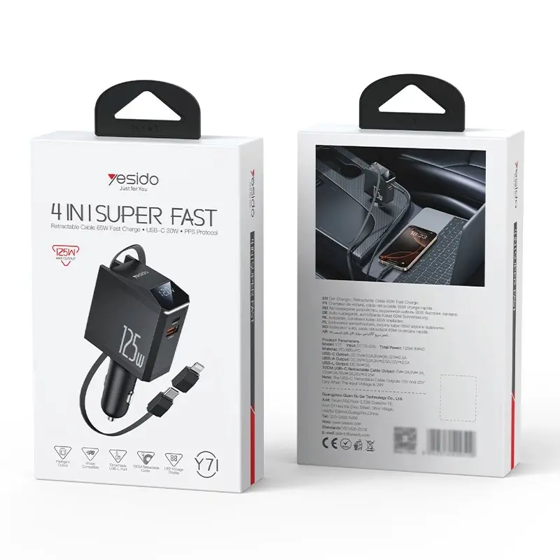 Famous Retractable Fast Car Charger for Apple & Huawei Phones Factory, Exporter
