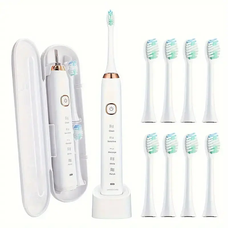 Wholesale 5-speed 8 brush head portable case sonic electric toothbrush adult model induction rechargeable toothbrush