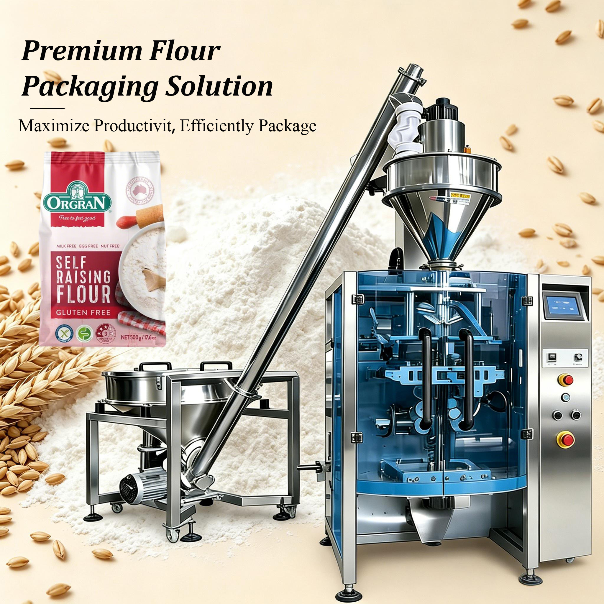 High Precision Automatic VFFS Flour Packaging Machine for Wheat Flour Rice Flour Corn Starch Pouch Packing Machine