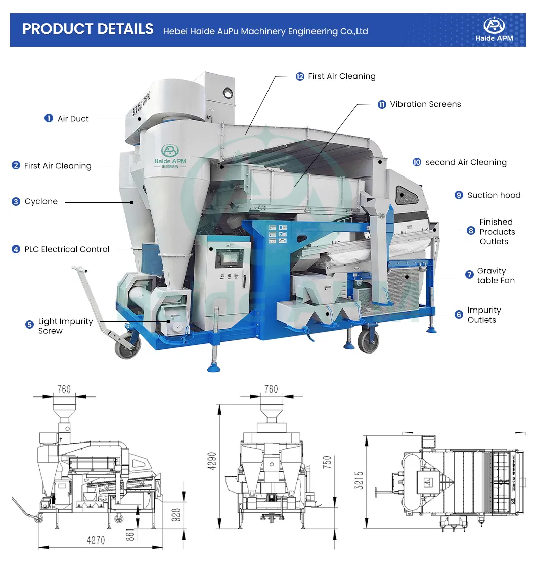 Grain Seed Cleaner and Grader 30t/H Large Capacity Wheat Cleaning Equipment with Gravity Table