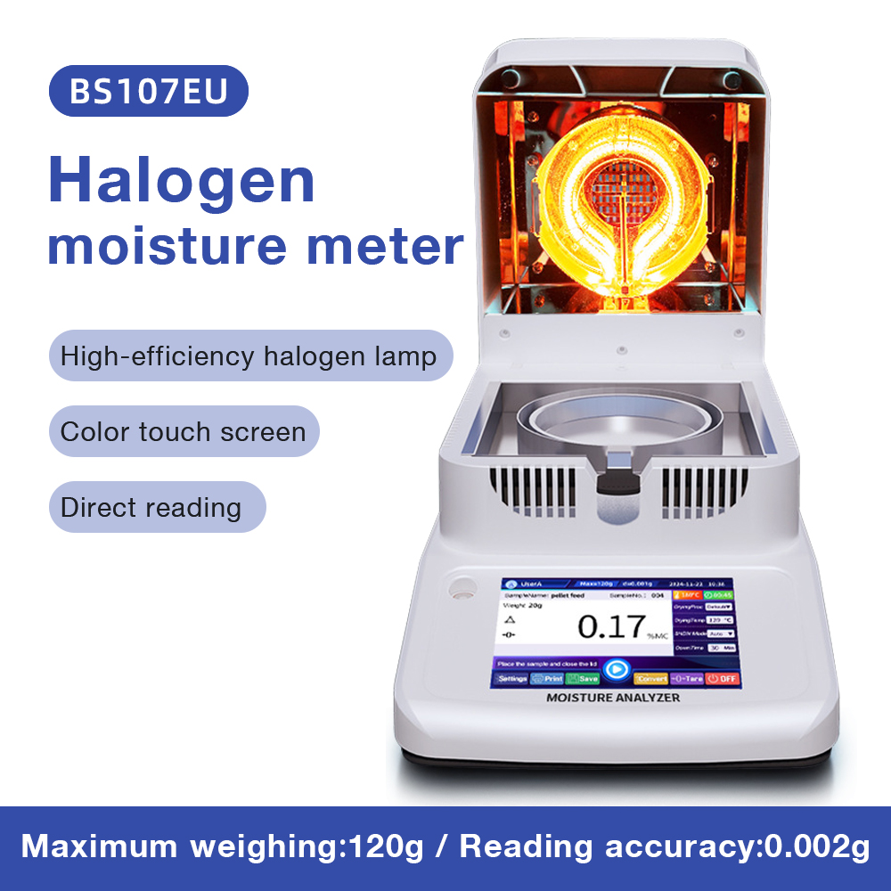 High Precision Laboratory Equipment 120g/1mg 2mg 5mg Touch Screen Halogen Moisture Analyzer Grain And Corn Moisture Analyzer