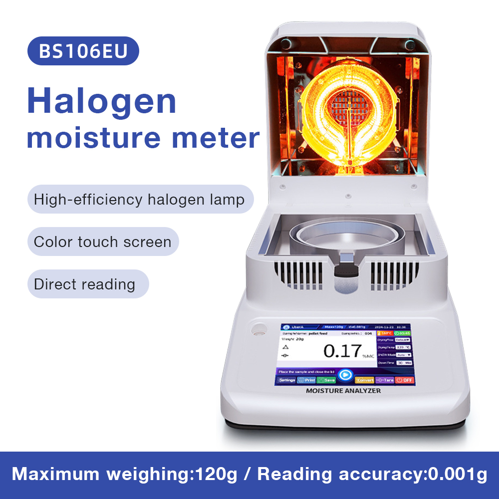 High Precision Laboratory Equipment 120g/1mg 2mg 5mg Touch Screen Halogen Moisture Analyzer Grain And Corn Moisture Analyzer