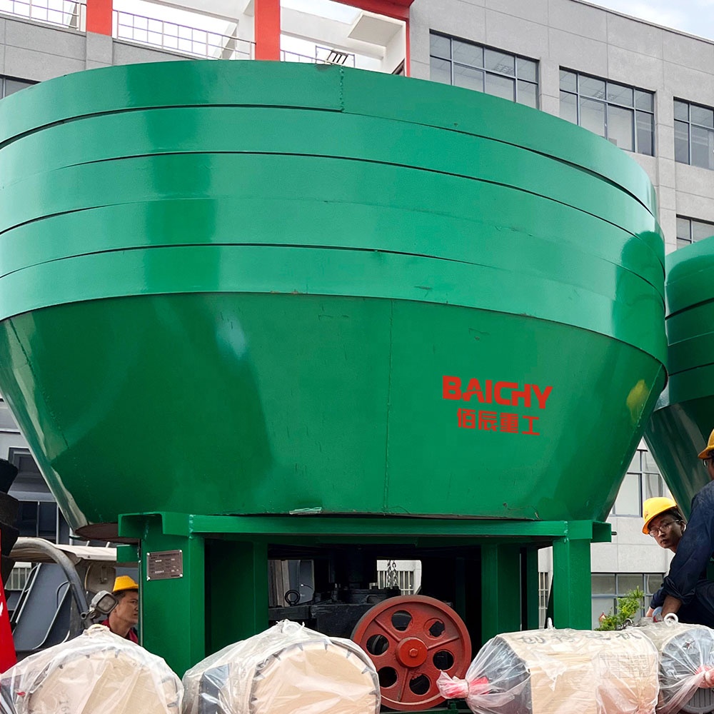 China Manufacturer Wet Pan Mill Gold Grind Milling Gold Mining Grinding Mills 1200 Roller Wet Pan Mill for Sale
