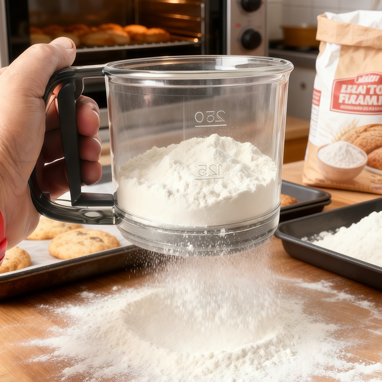Cross-border Handheld Semi-automatic Plastic Flour Sifter with Cup Design for Flour and Sugar Powder