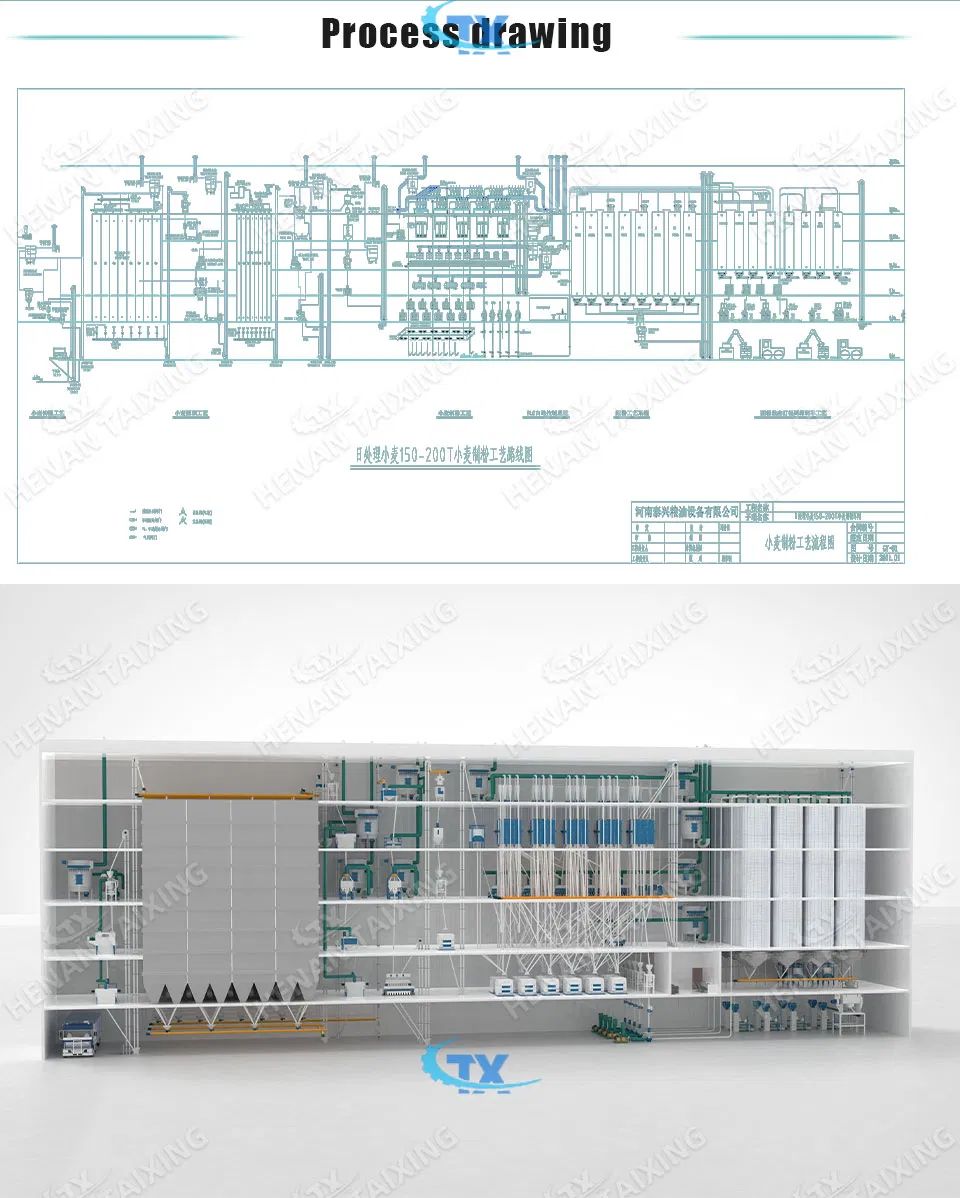 Wheat Flour Processing Equipment Line with Cleaning Tempering Milling Packing