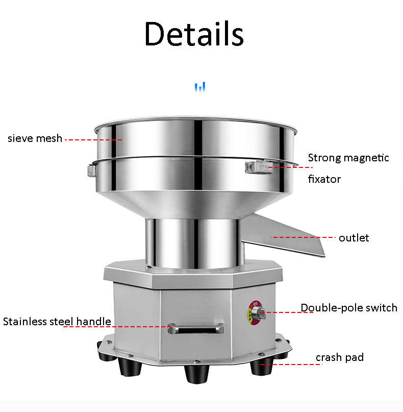 Factory Price Food Grade Filter Screen Automatic Electric Vibrating Powder Separator Flour Powder Food Filtering Machine