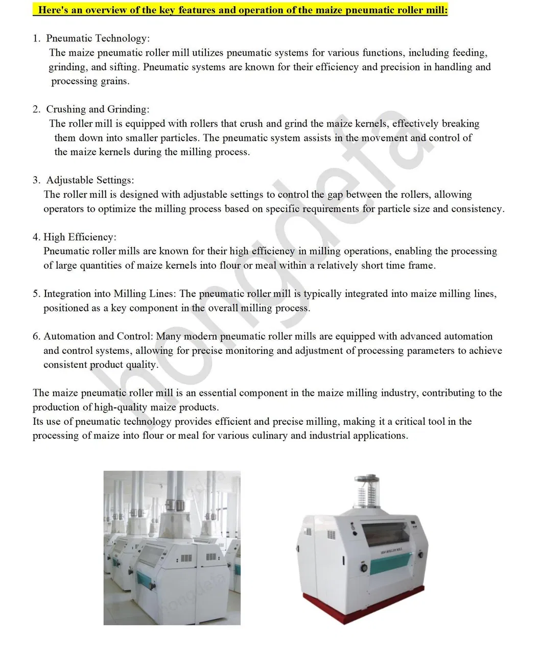 Auto feeding system roller mill