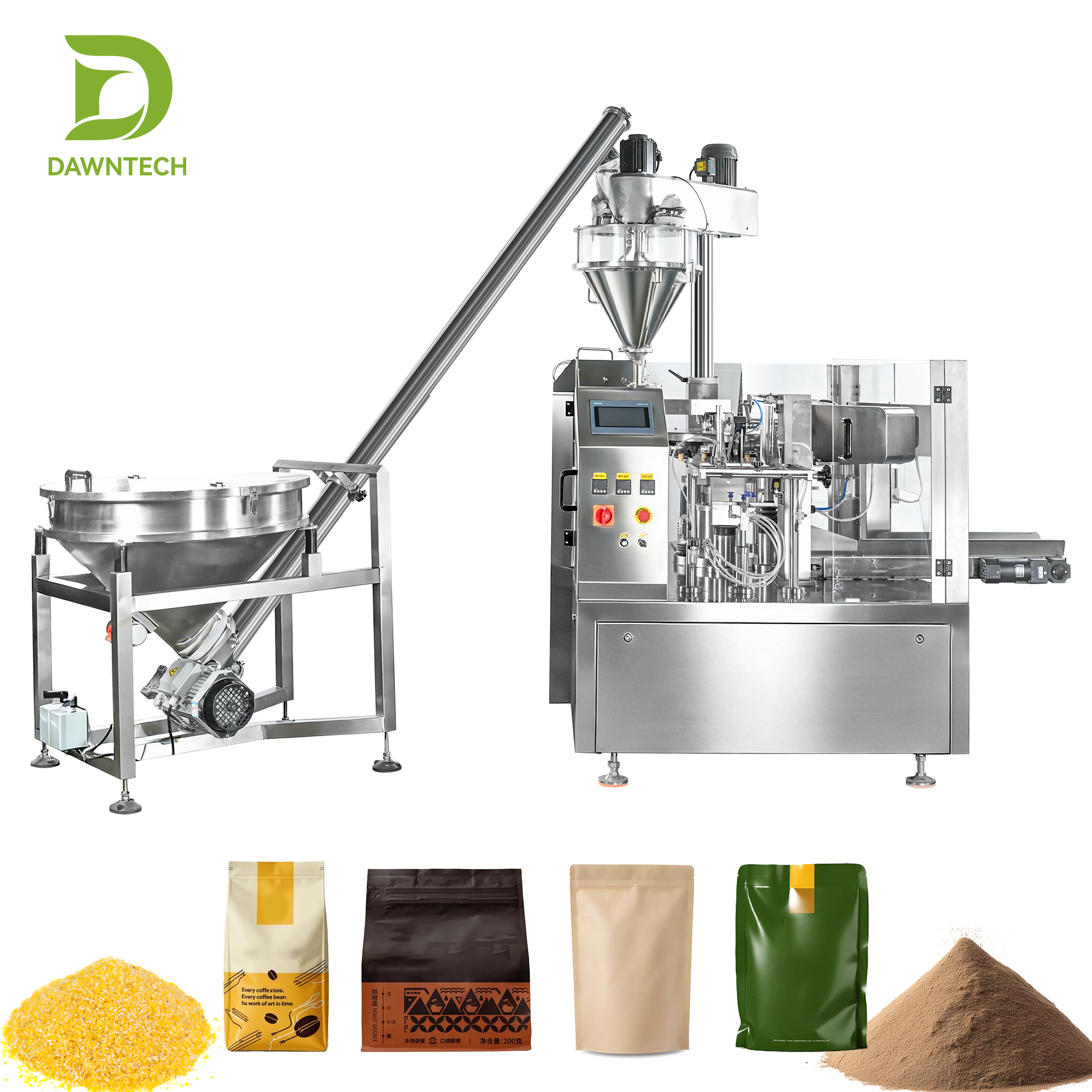 Premade Bag Powder Packing Machine for Coffee Flour Spice Milk Tea Powder Doypack Stand up Pouch Filling Sealing Machine