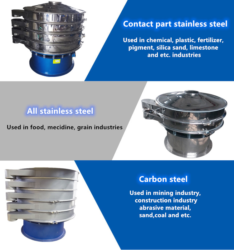 Stainless Steel Cereal Flour Cassava Flour Vibration Sifter Powder Sieve Machine with Gearbox Motor for Chemicals Application