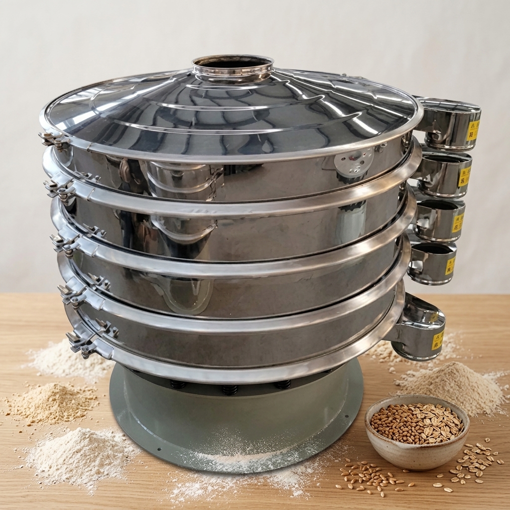 Stainless Steel Cereal Flour Cassava Flour Vibration Sifter Powder Sieve Machine with Gearbox Motor for Chemicals Application