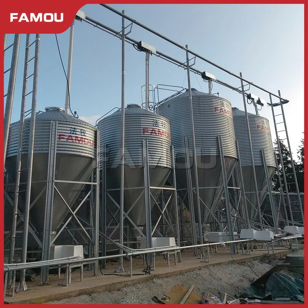 Famou Poultry Farming Equipment Hot Galvanized 1000 Tons Wheat Corn Rice Grain Storage Galvanized Steel Silo Used in Poultry Automatic Feeding System