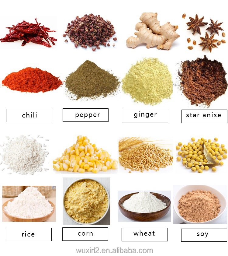 Industrial SUS304 Big 12-120 Mesh Dry Flour Cereal Wheat Beans Cassava Leaf Icing Sugar Maize Corn Rice Grain Grinder Machine