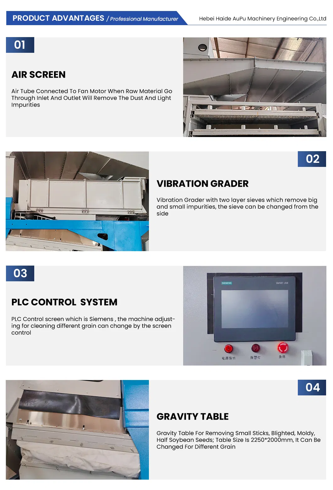Grain Seed Cleaner and Grader 30t/H Large Capacity Wheat Cleaning Equipment with Gravity Table