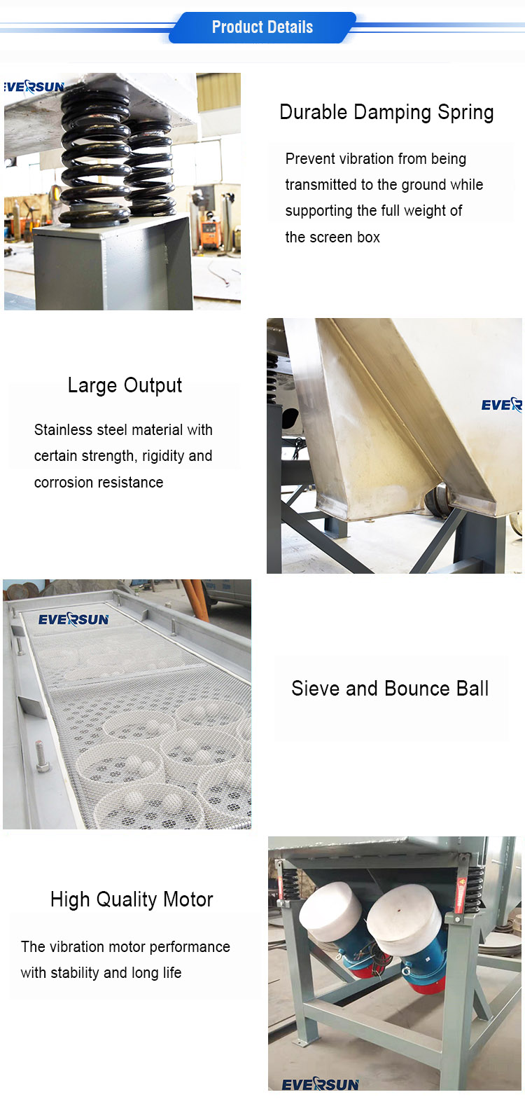 Linear vibrating screen detail layout