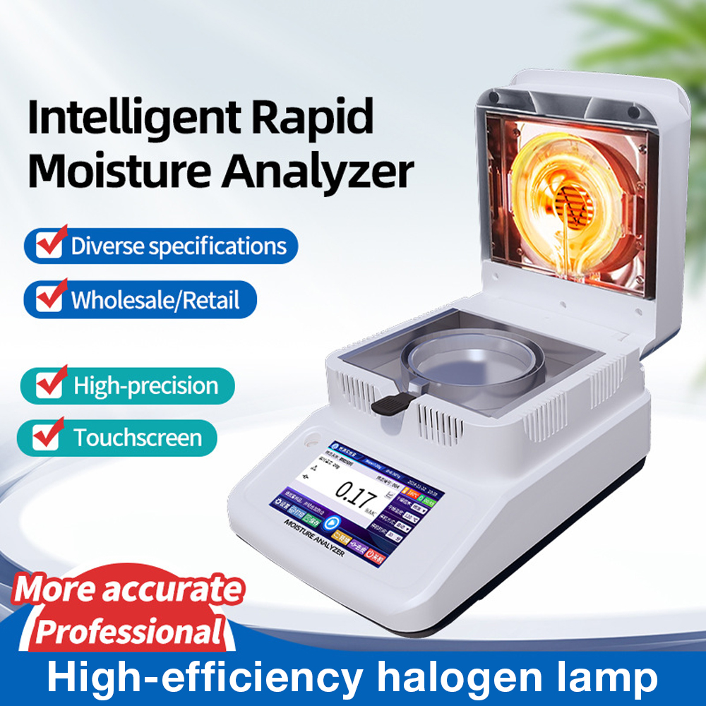 High Precision Laboratory Equipment 120g/1mg 2mg 5mg Touch Screen Halogen Moisture Analyzer Grain And Corn Moisture Analyzer