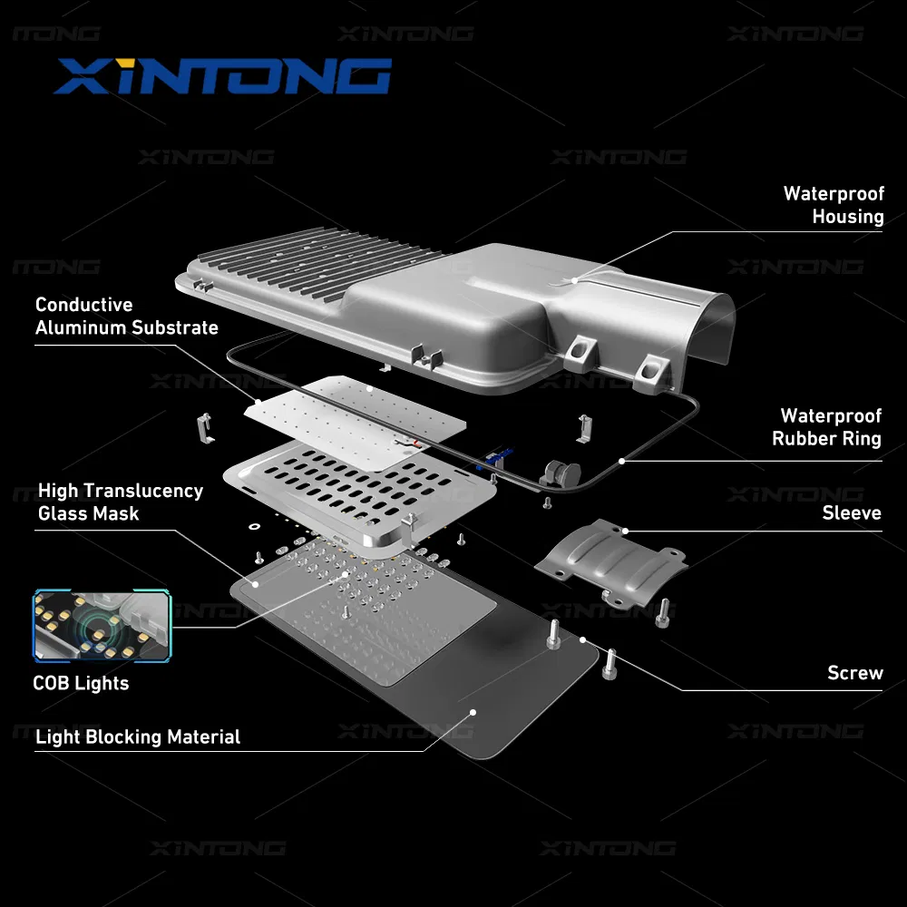 لامبة حديقة شارع طريق خارجية تعمل بالطاقة الشمسية مع لوحة طاقة LED مضيئة مقاومة للماء Xintong IP67