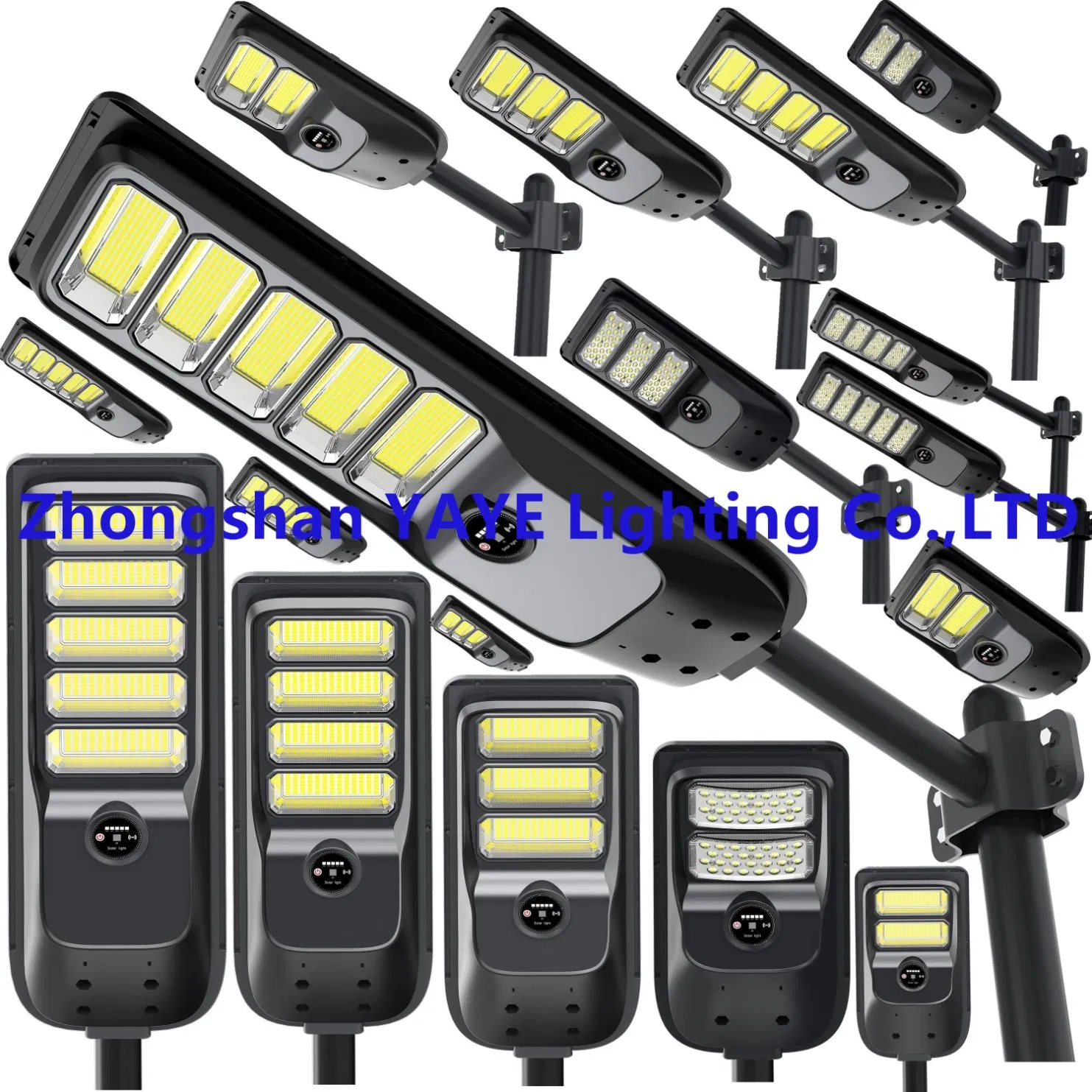 مصنع الطاقة الشمسية في الصين من الألمنيوم 2000/1000/800/600/500W/400/300/200/100W مستشعر LED IP66 شارع خارجي متكامل مع كاميرا مصباح حديقة LED COB من ABS مصباح فيضان على الجدار للطريق