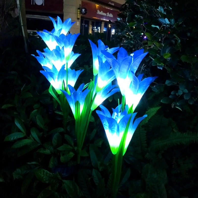 مصباح زهرة ليلك شمسي LED 4-Head للإدخال في الأرض، مصباح زخرفي للحديقة يعمل بالحساسية، مصباح تنسيق الحدائق في الهواء الطلق