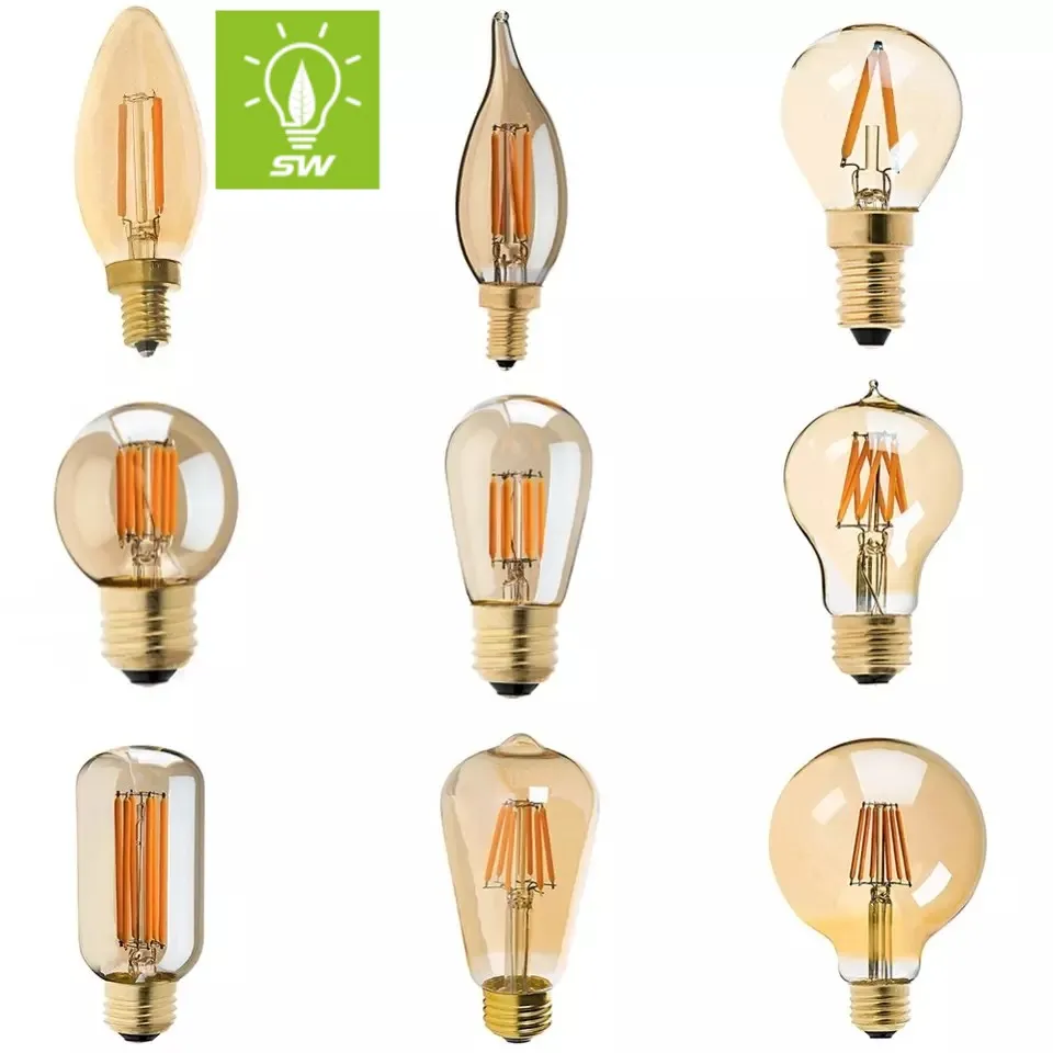 حديقة خارجية 12V/24V مصباح LED خيوط ضوئية مصباح عتيق LED 2W 4W 6W 8W مصباح إيديسون LED كهرماني ضوء زخرفي مصباح عتيق E27 E14 B22 B15 مصباح خيوط LED