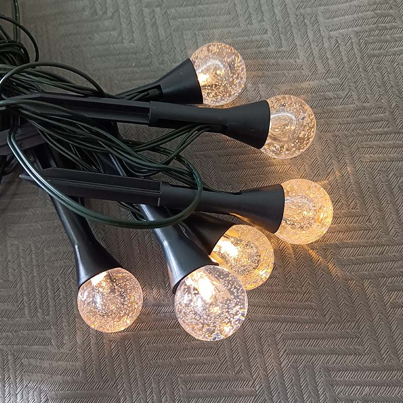 أضواء مسار كروية LED خارجية، 20-Light أضواء خرافية متسلسلة مع دعامات، إضاءة زجاجية فقاعة مقاومة للماء لتزيين الحديقة والفناء وزينة عيد الميلاد