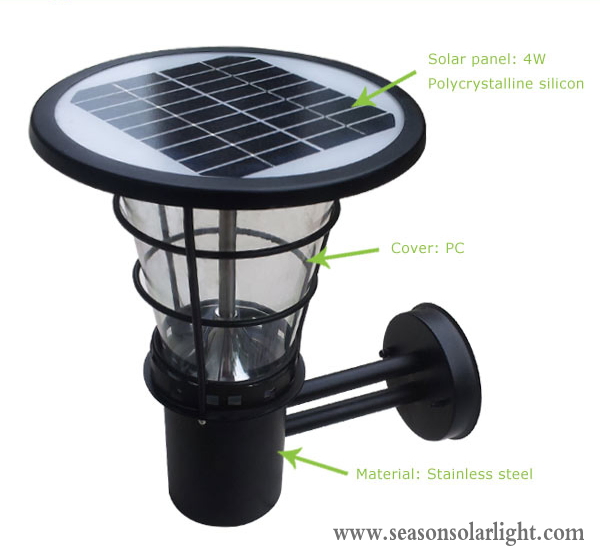 منتجات مصابيح شمسية حديقة عالية الطاقة في الهواء الطلق 5W مصباح حائط شمسي مع إضاءة LED