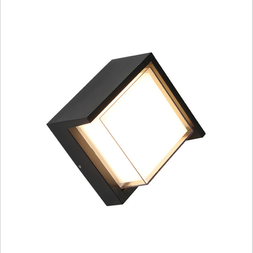 مصابيح حائط LED مربعة تصميم ألمنيوم زخرفية خارجية للحديقة بدون وميض 7W 12W AC220V PF>0.9 CRI>80ra