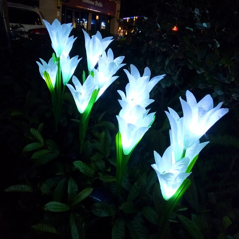 مصباح زهرة ليلك شمسي LED 4-Head للإدخال في الأرض، مصباح زخرفي للحديقة يعمل بالحساسية، مصباح تنسيق الحدائق في الهواء الطلق