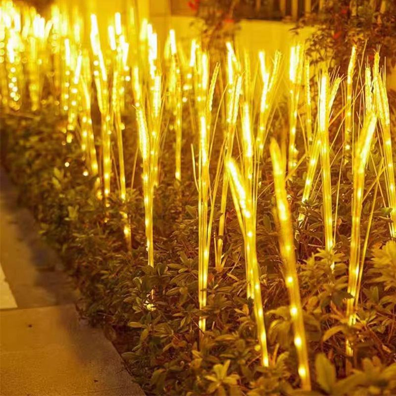مصباح LED شمسي مقاوم للماء من قش القمح موفر للطاقة لتزيين الحدائق وإضاءة الممرات في الفناء والحديقة
