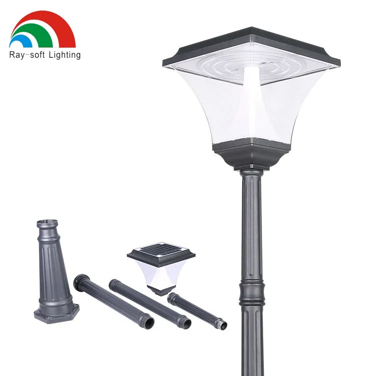 ضوء عمود حديقة LED شمسي مقاوم للماء فاخر للمساحات الخارجية