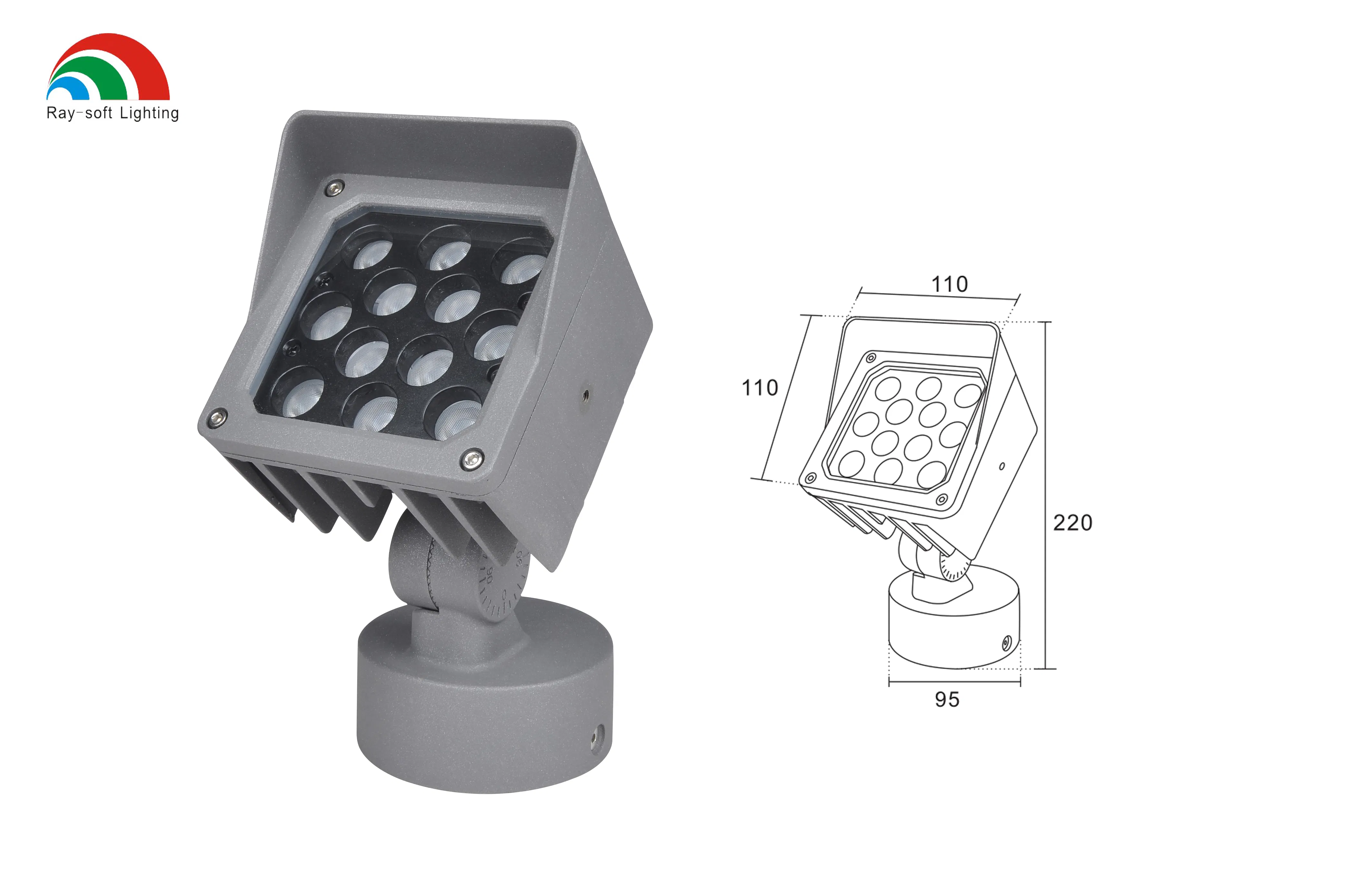 24W/36W/48W إضاءة LED مضادة للتوهج IP65 إضاءة خارجية مربعة مقاومة للماء مثبتة على القاعدة