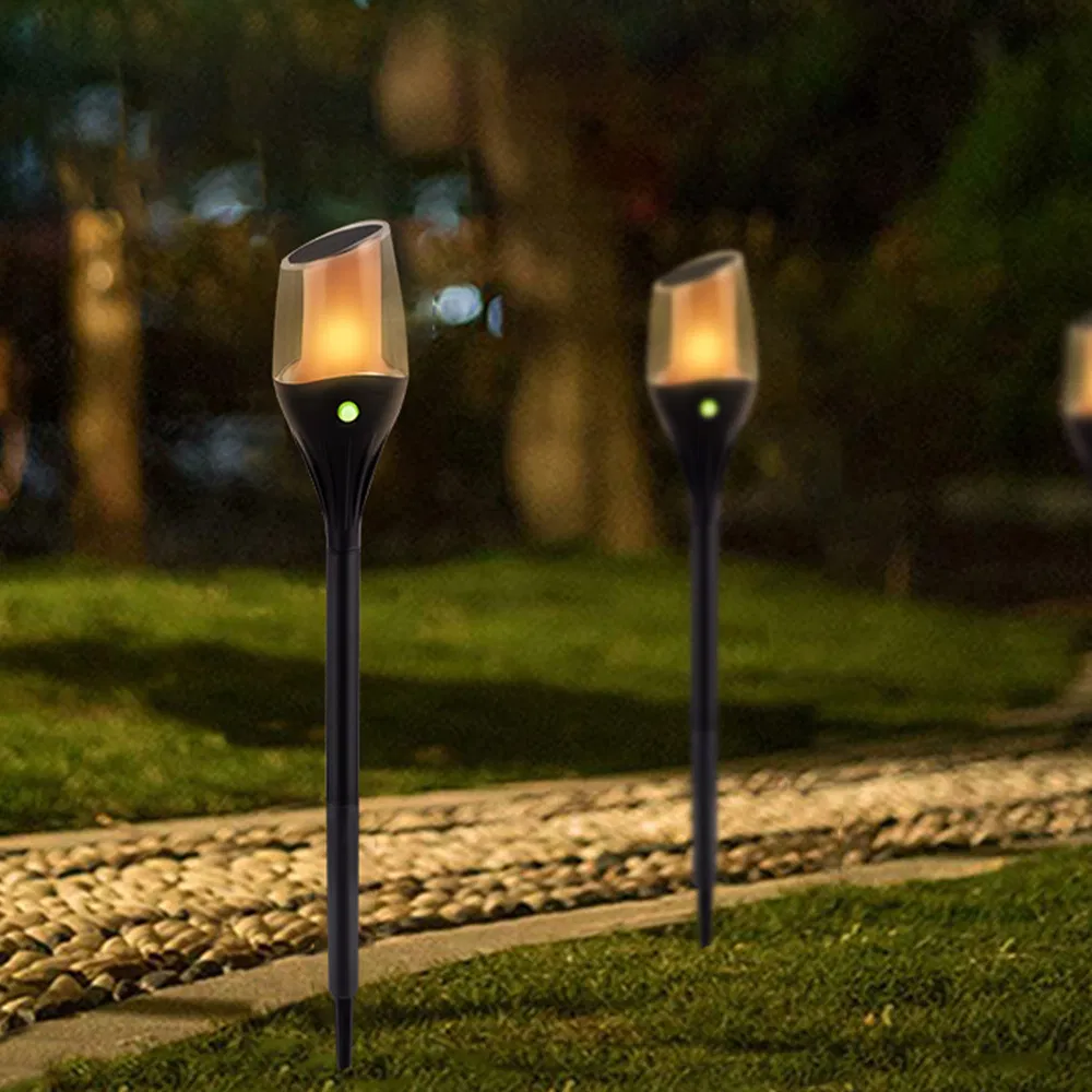 إضاءة ديكور المناظر الطبيعية في الحديقة، مصابيح شمسية LED متلألئة على شكل شعلة، خارجية