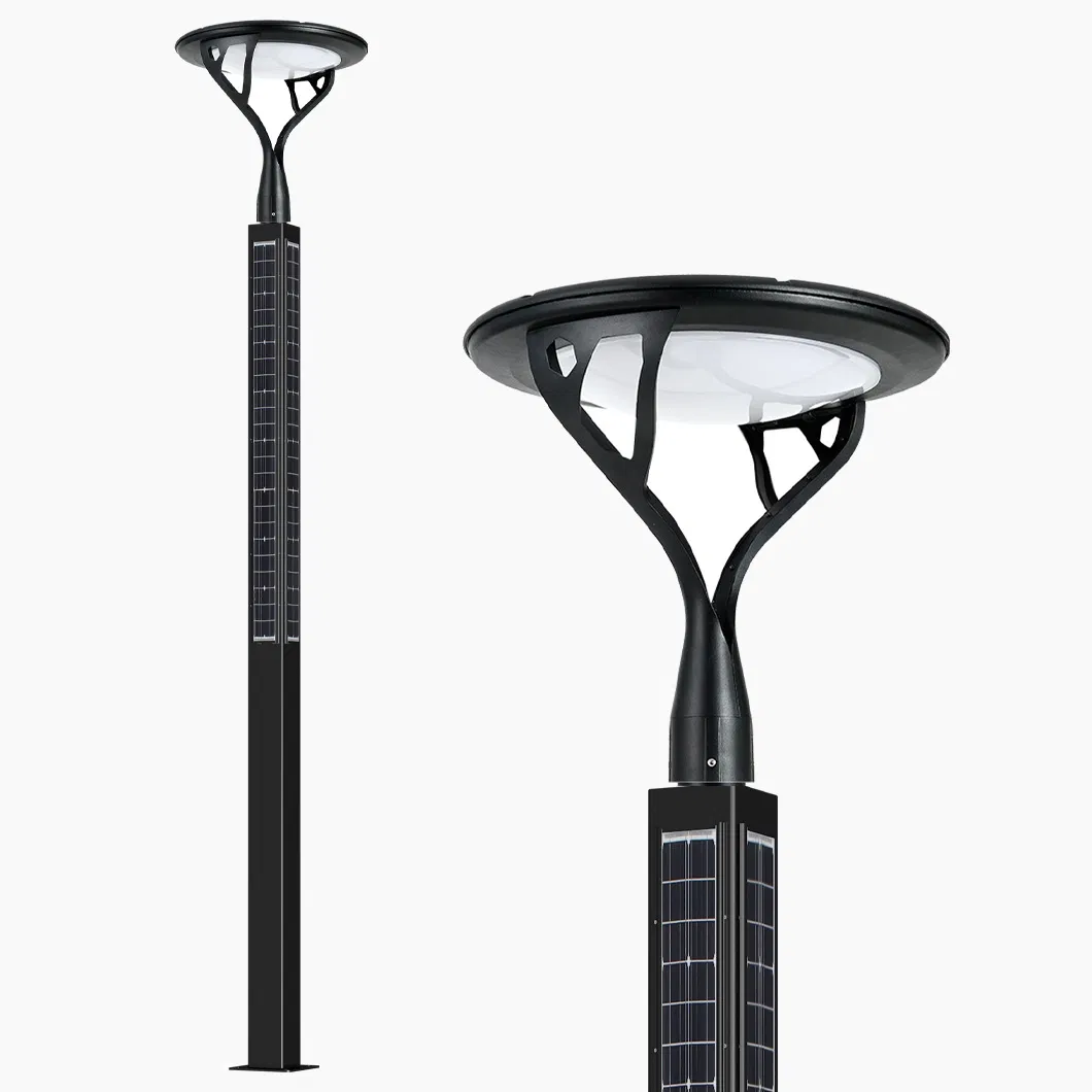 ضوء حديقة شمسية عمودي زخرفي 360° برج شمسي Q235+Aluminum بناء IP65 3m 4m 5m 6m مصباح حديقة LED شمسي
