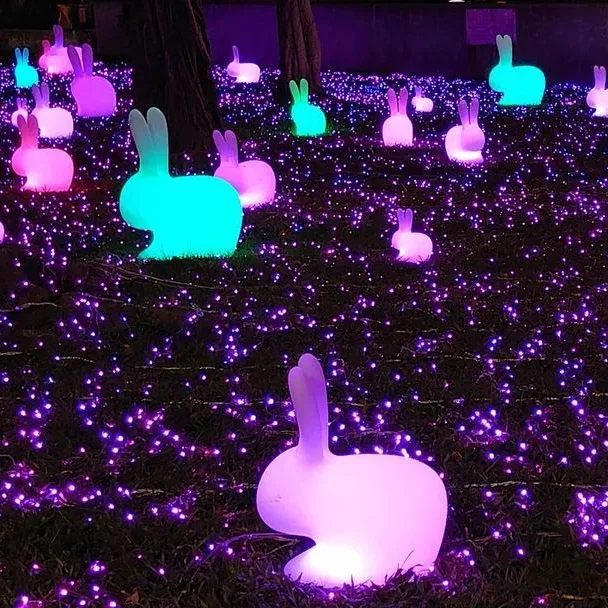 أضواء حديقة خارجية ملونة على شكل أرنب بتقنية دي إم إكس RGB