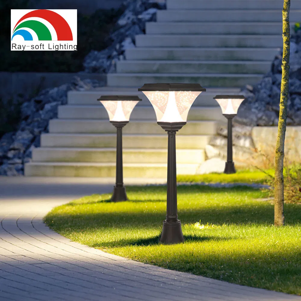 ضوء عمود حديقة LED شمسي مقاوم للماء فاخر للمساحات الخارجية