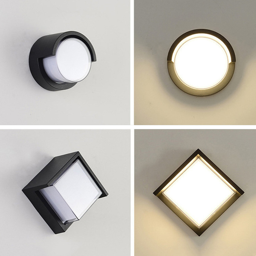 مصابيح حائط LED مربعة تصميم ألمنيوم زخرفية خارجية للحديقة بدون وميض 7W 12W AC220V PF>0.9 CRI>80ra