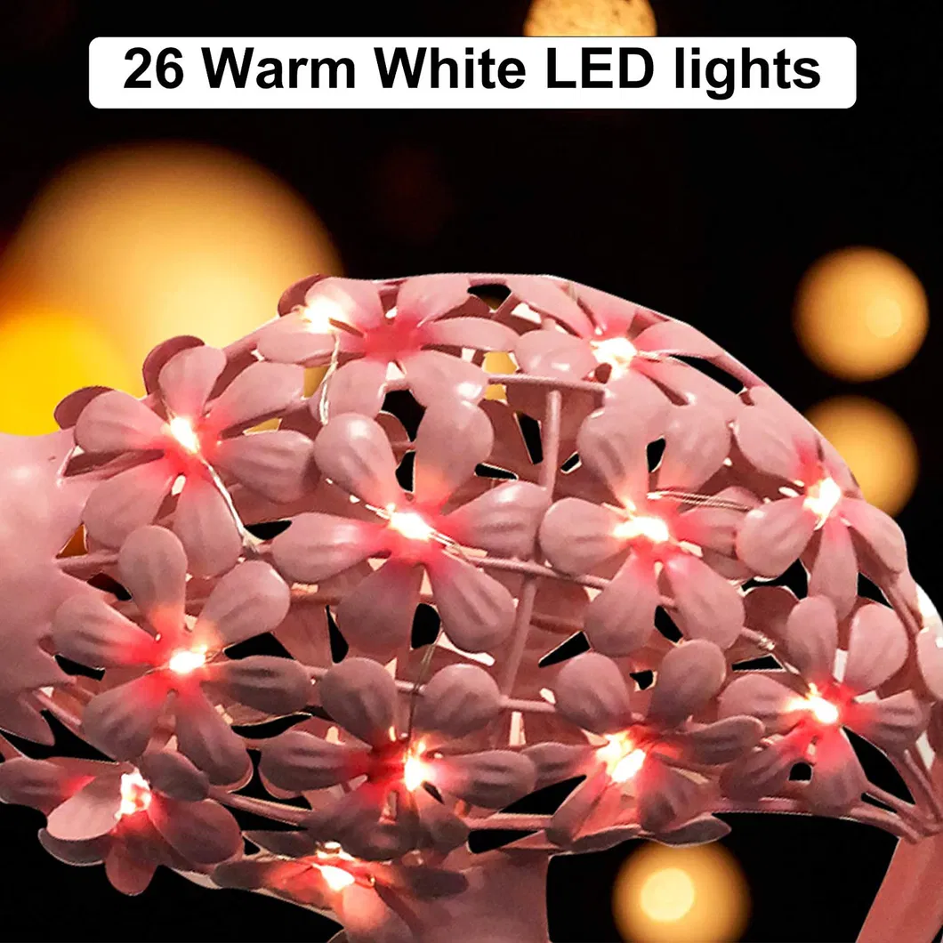 أضواء شمسية على شكل فلامنغو للحديقة في الهواء الطلق، أضواء معدنية LED مقاومة للماء، أضواء زخرفية للممرات والطرق والعشب Bl17906