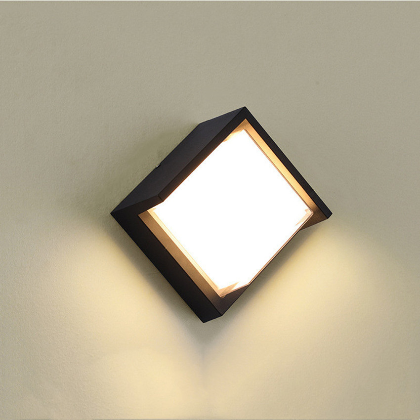 مصابيح حائط LED مربعة تصميم ألمنيوم زخرفية خارجية للحديقة بدون وميض 7W 12W AC220V PF>0.9 CRI>80ra