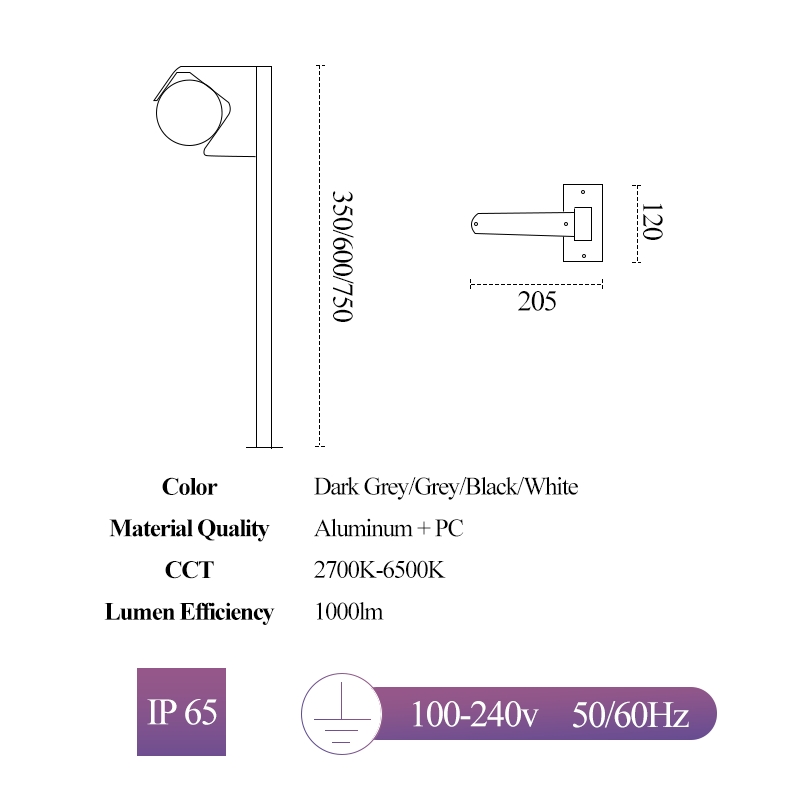 أضواء عمود حديقة LED مزخرفة حديثة وفاخرة من الألمنيوم COB في المسار الخارجي IP65 مصباح حديقة LED