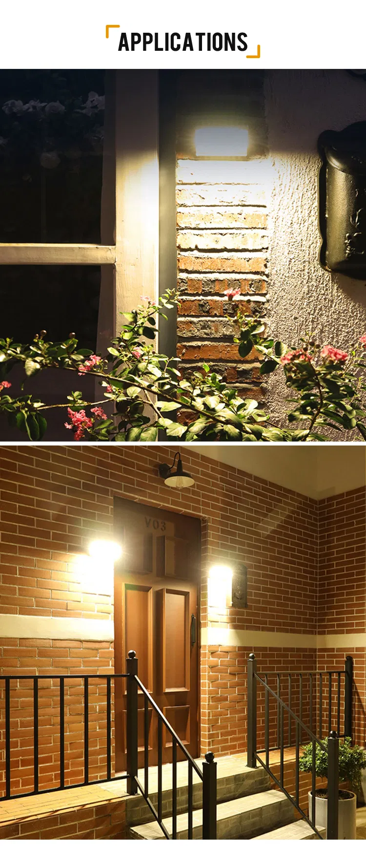 حديقة ذكية خارجية ديكور ضوء جدار LED الشمسية ضوء الشمس في الهواء الطلق الطاقة الشمسية ضوء LED