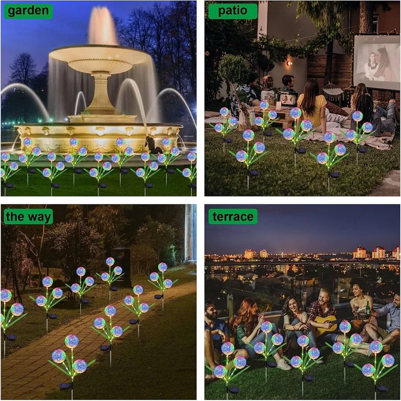 مصباح زهرة البصل الشمسي LED لتزيين الحدائق الخارجية مصباح الهندباء للحديقة