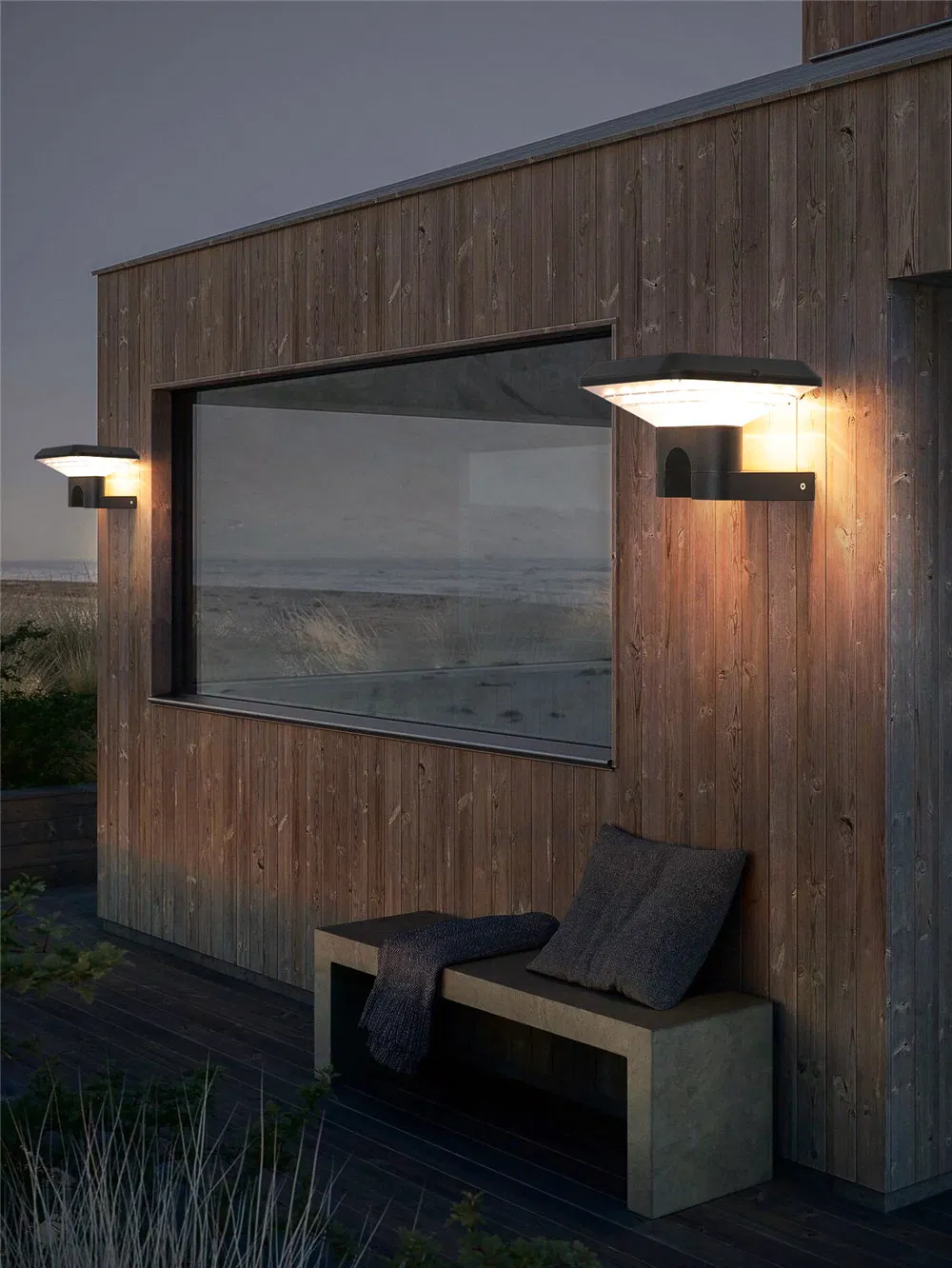 مصباح حائط شمسي LED من الألمنيوم بتصميم عصري للحديقة والشرفة والفيلا
