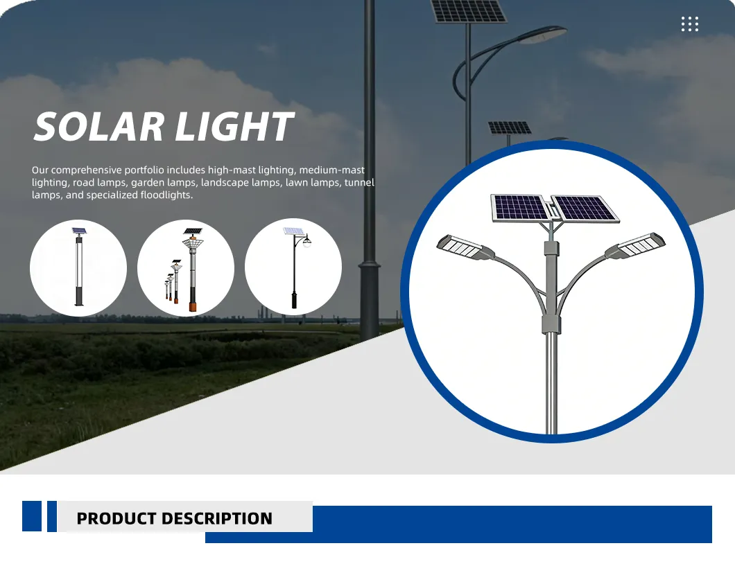 مصباح حديقة LED شمسي مقاوم للماء مثبت على عمود للحديقة